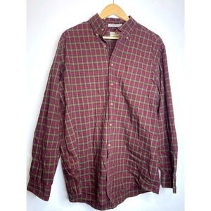 L.L Bean Plaid Long Sleeve Button Down Cotton Traditional Fit Lightweight Large